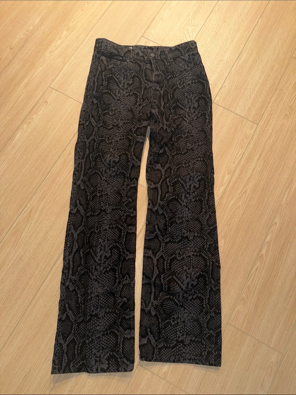 Zara Black and Gray Snake Print Wide-Leg Pants